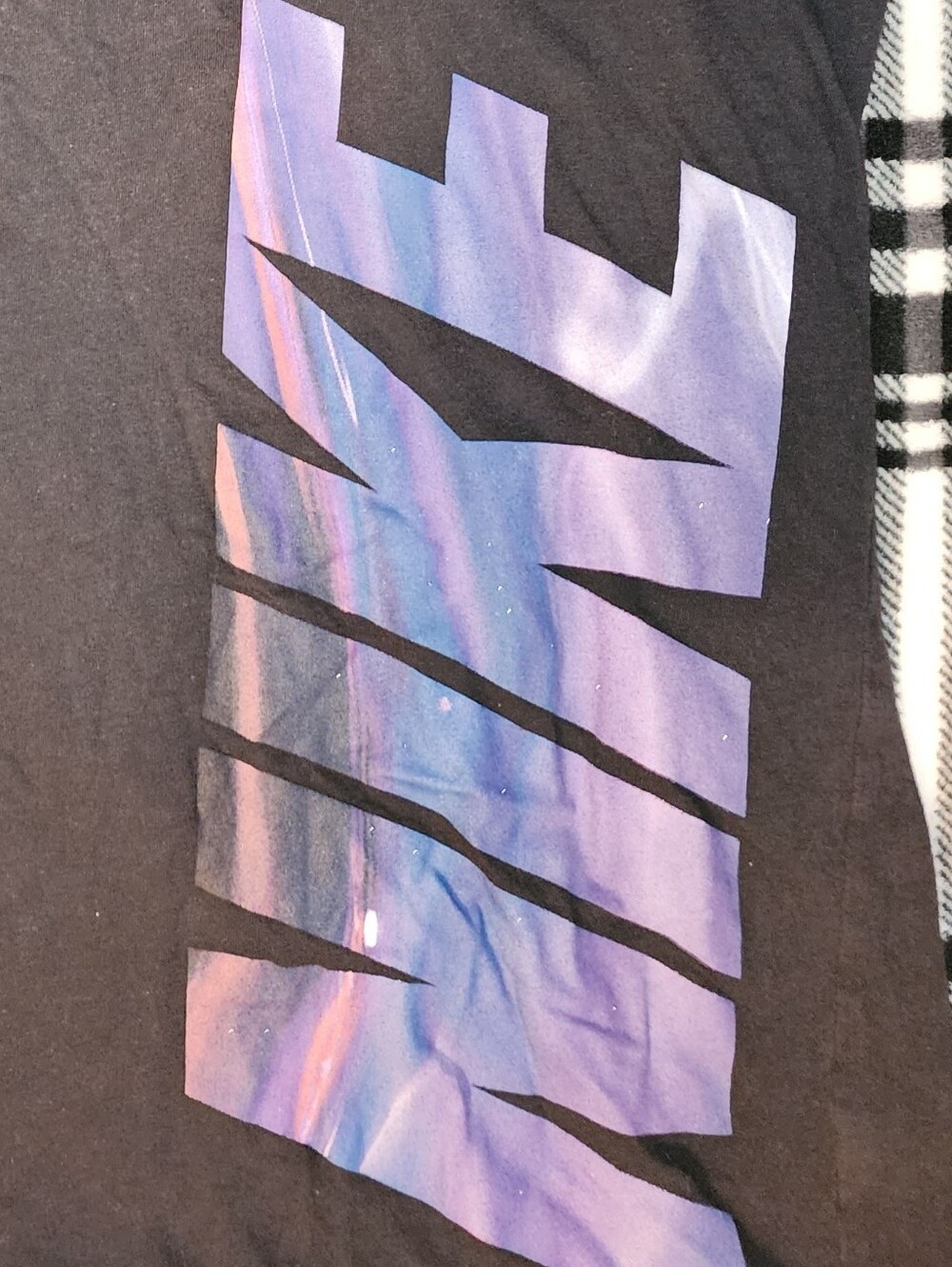 Nike Kids Black Tee with Purple and Blue Gradient Graphic